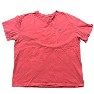 Polo Ralph Lauren Men's V Neck T-Shirt Watermelon Pink Short Sleeve Large Logo